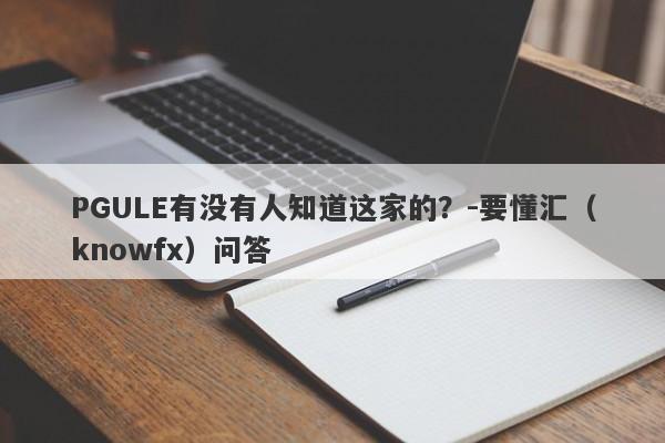 PGULE有没有人知道这家的？-要懂汇（knowfx）问答