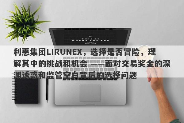 利惠集团LIRUNEX，选择是否冒险，理解其中的挑战和机会 ——面对交易奖金的深渊诱惑和监管空白背后的选择问题